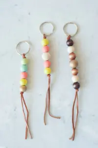 wooden bead keychain
