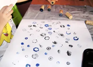 button stamp painting
