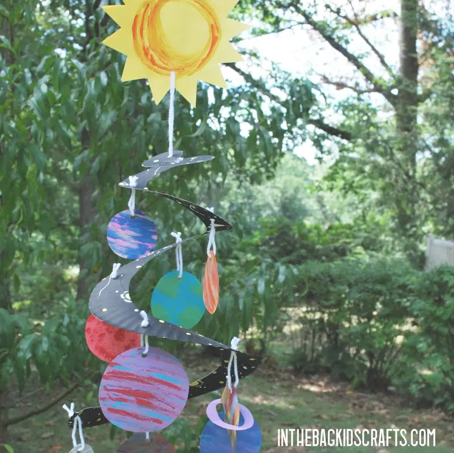 paper plate solar system mobile